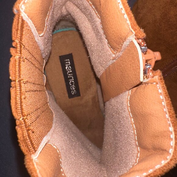 Maurices Womens 9.5 Cognac Brown Pointed Toe Ankle Side Zip Boots Booties NWT - Picture 3 of 11